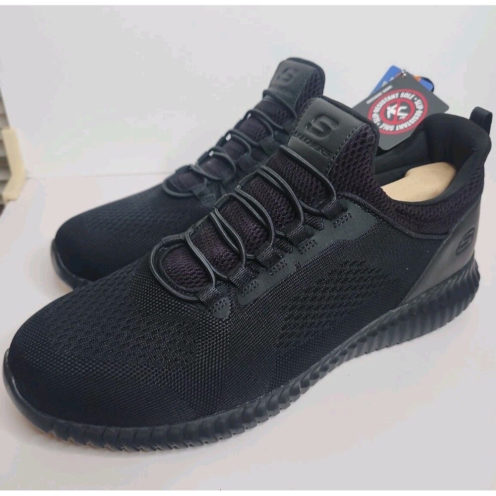 Skechers Work Cessnock 77188W Black Mens 12 Wide Black Slip Resistant Shoes NWT
